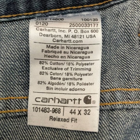 Carhartt | Relaxed Fit Denim Jeans Dark Wash Size 44 x 32 Stretch Work Outdoor - Picture 6 of 9